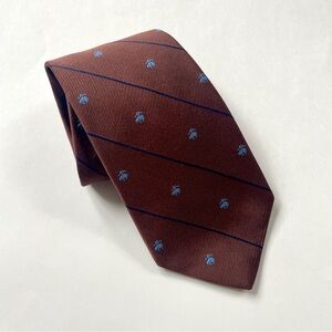 Brooks Brothers 346 Chocolate Brown Logo Pure Silk Tie